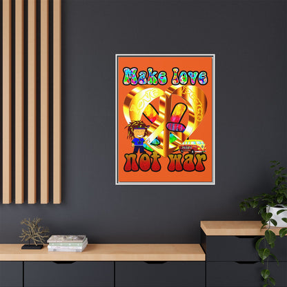 love peace - framed canvas art (orange)