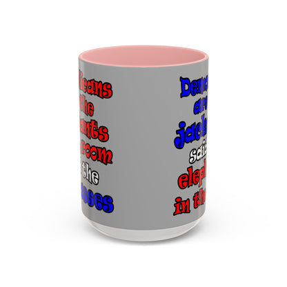 donkeys and elephants - Accent Mug (light grey)