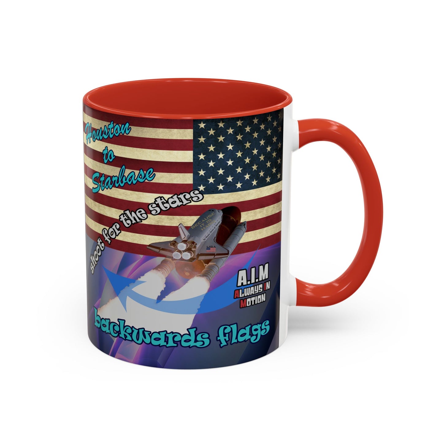 shoot for the stars - Accent Mug (grey-pink wave)