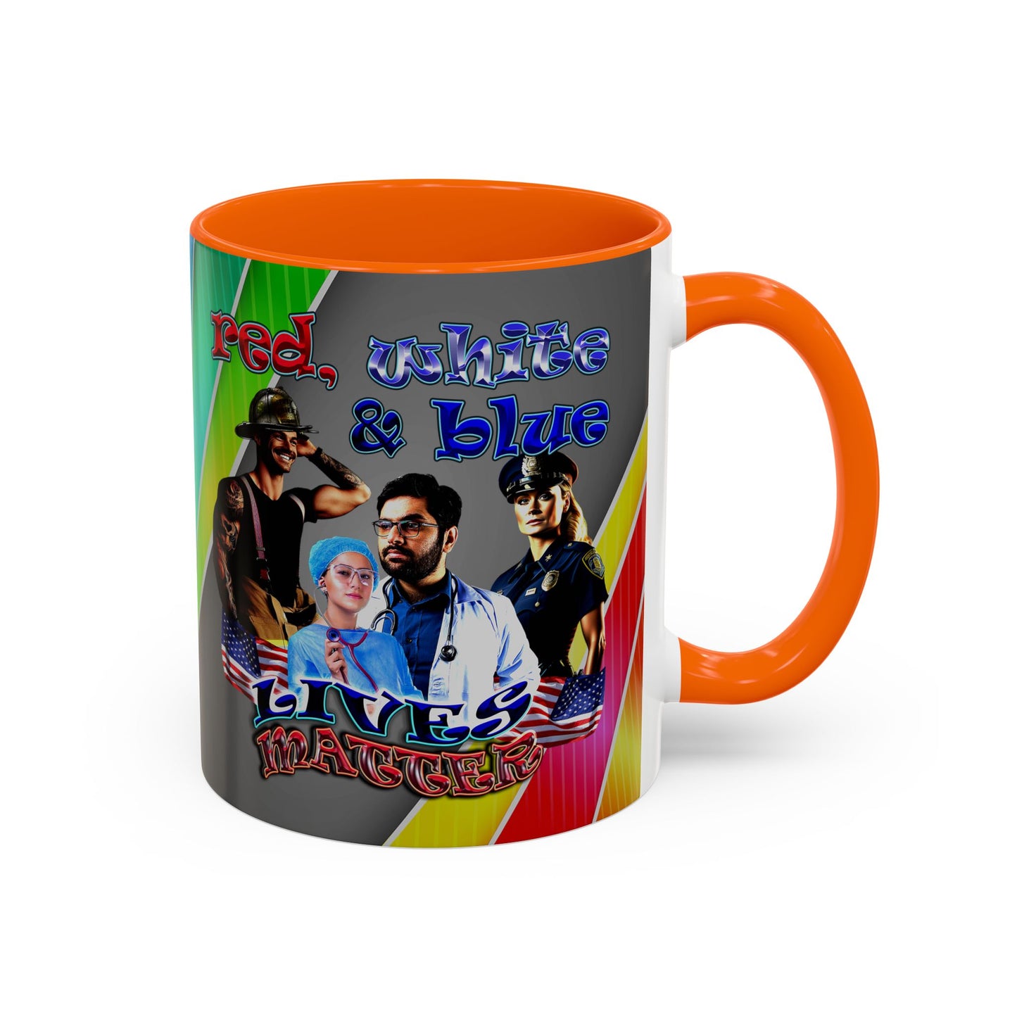 rw&b lives matter - Accent Mug (rainbow split)
