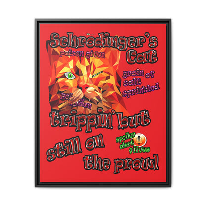 schrodinger's cat - framed canvas art (red)