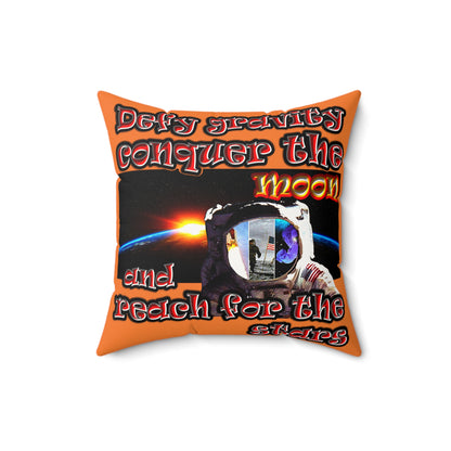defy conquer reach - Faux Suede Square Pillow - (crusta)