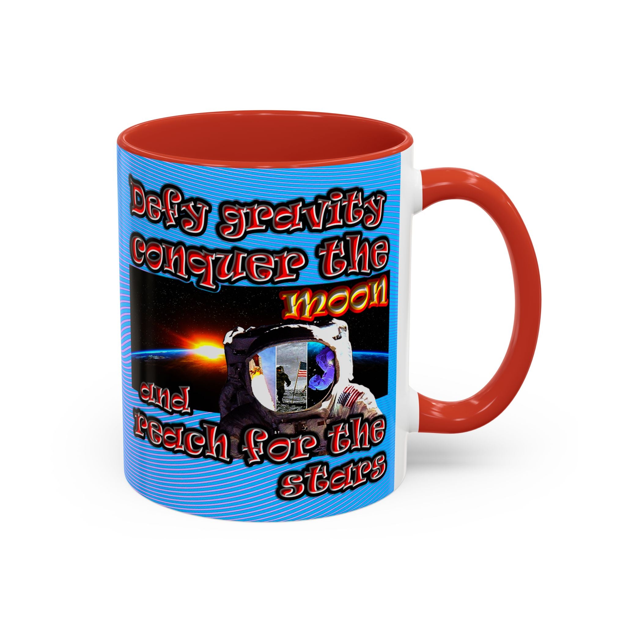 defy conquer reach - Accent Mug (light blue-purple wave)