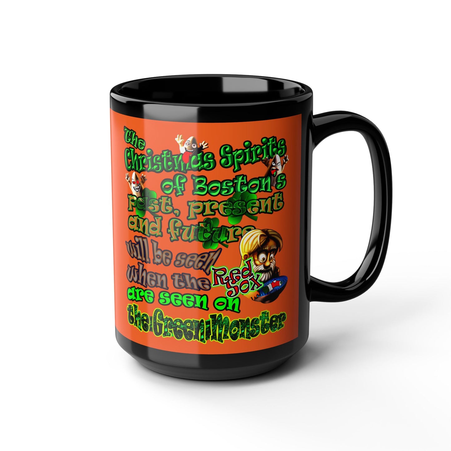 christmas spirits of boston - Black Mug (orange)