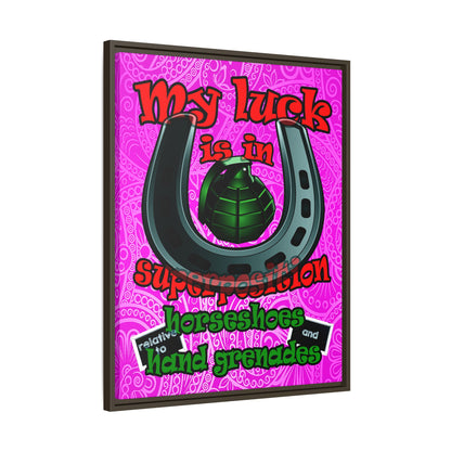 my luck - framed canvas art (pink swirl)
