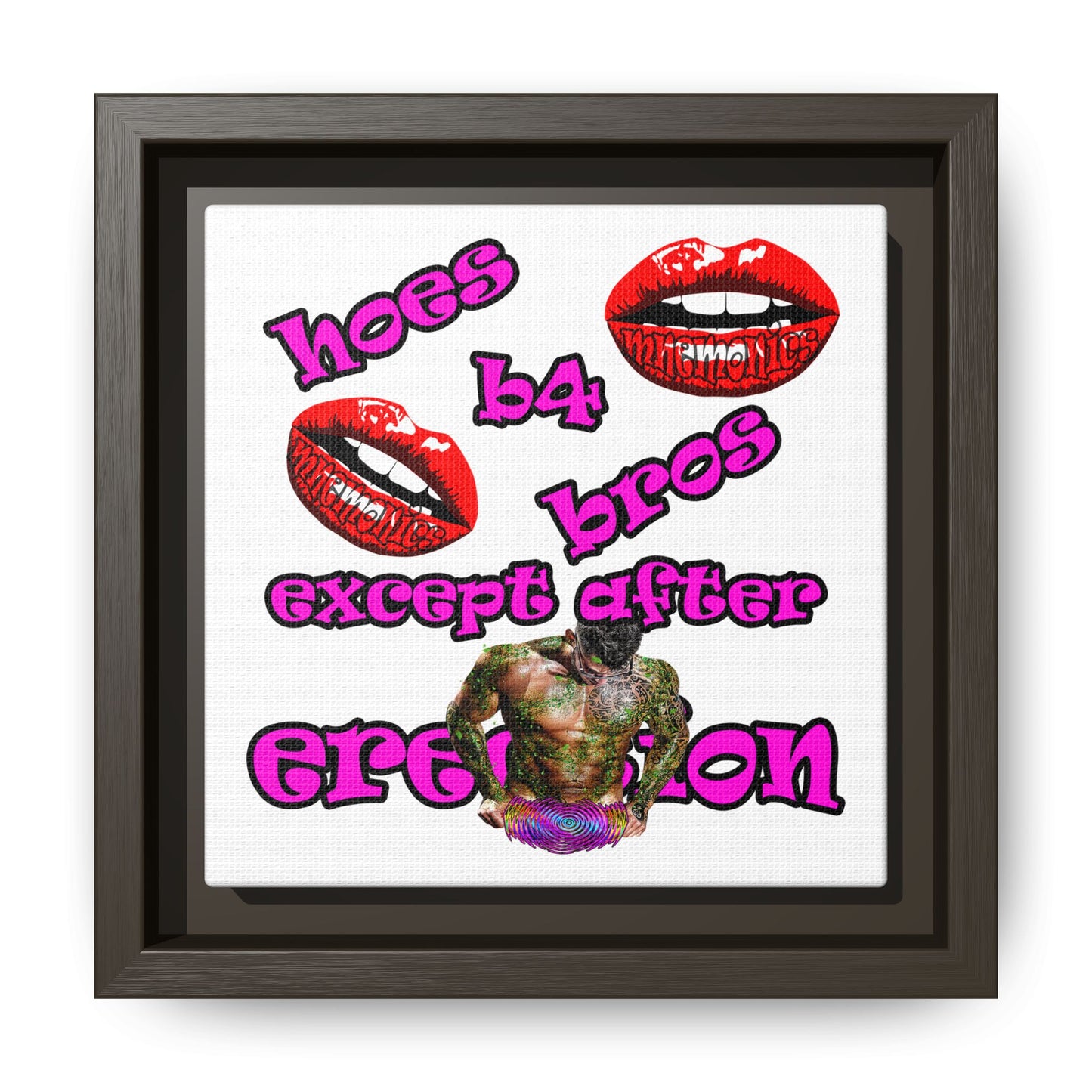 hoes b4 bros - framed canvas art (white)