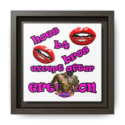 hoes b4 bros - framed canvas art (white)