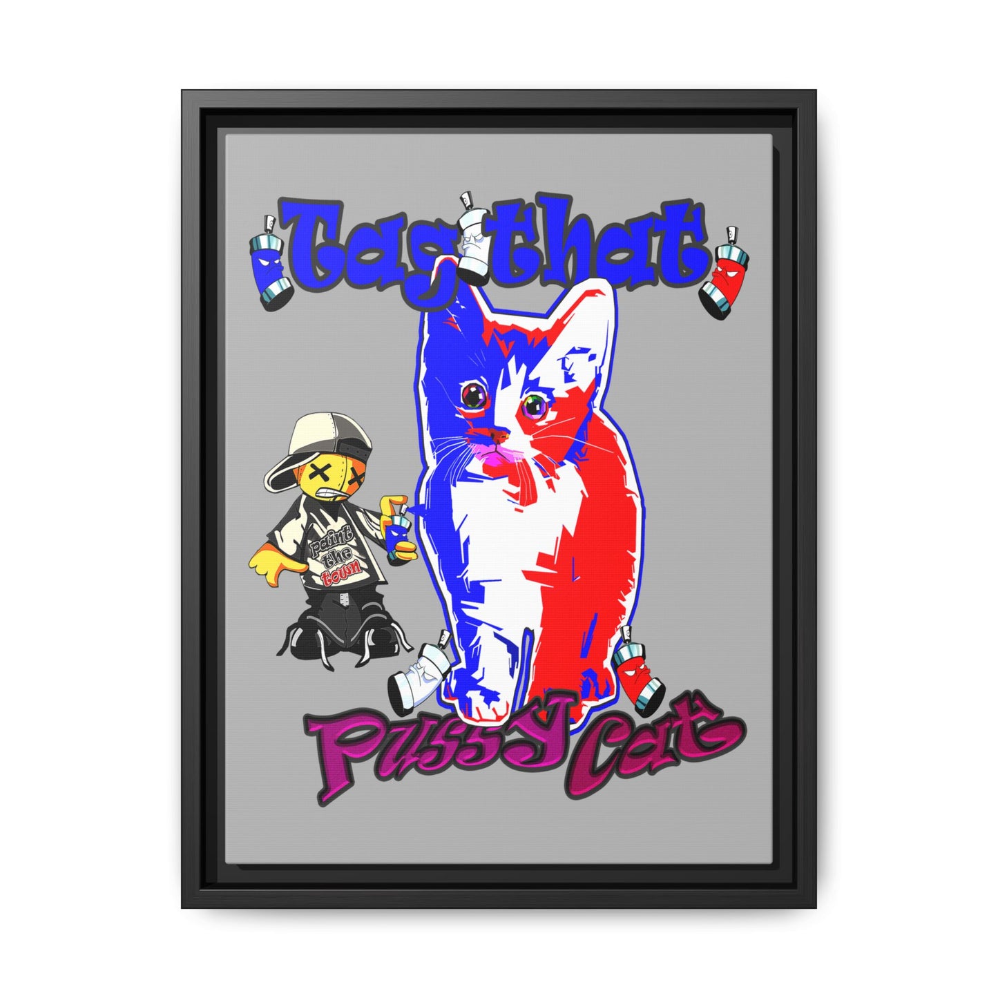 tag that - framed canvas art (light grey)