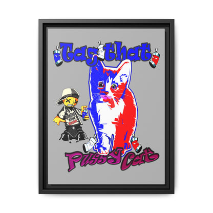 tag that - framed canvas art (light grey)