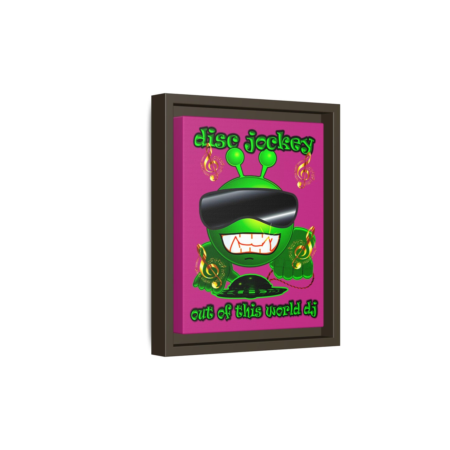 disc jockey - framed canvas art (pink)