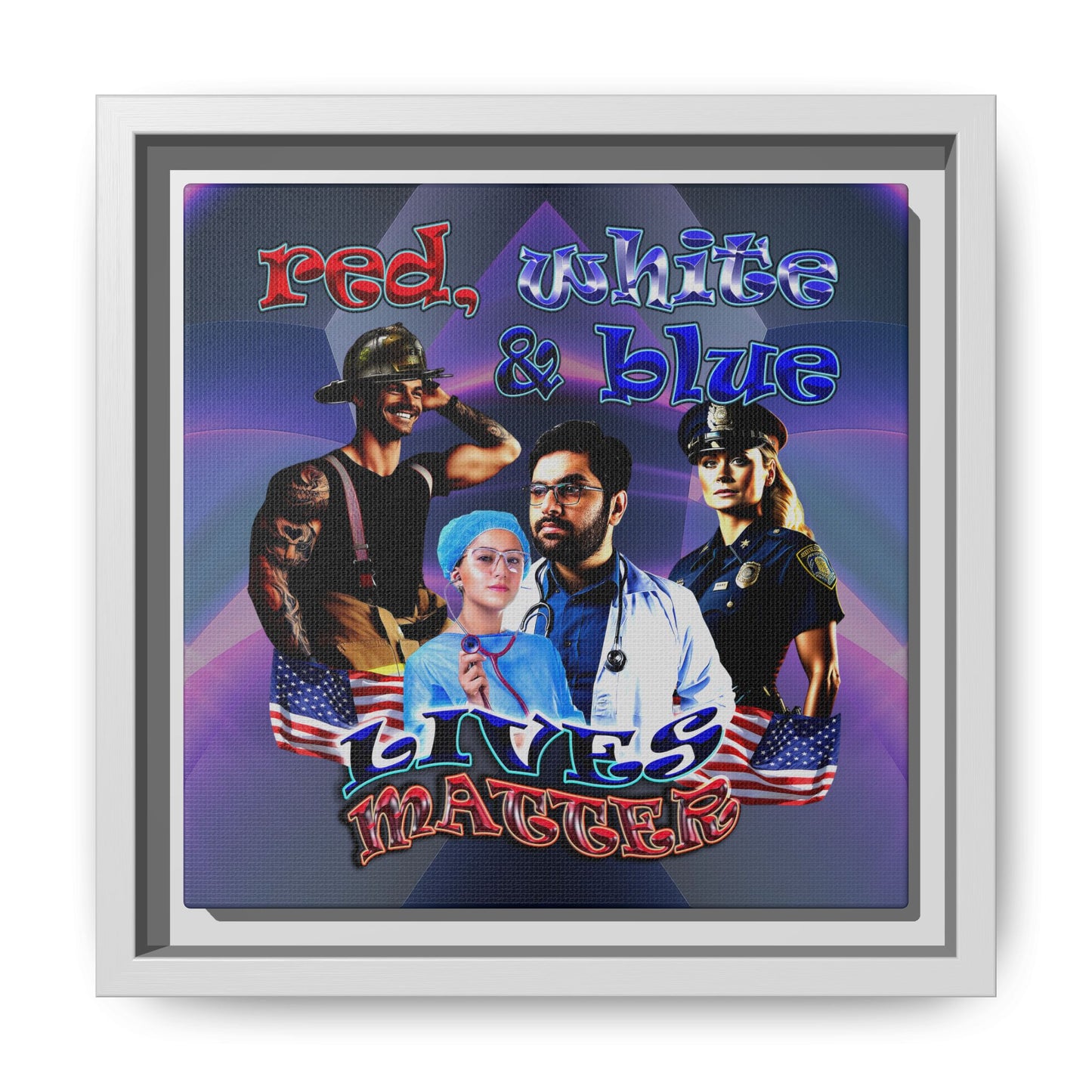 rw&b lives matter - framed canvas art (grey-pink wave)