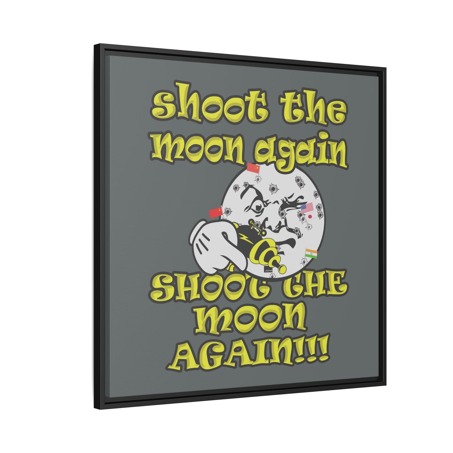 shoot the moon again - framed canvas art (dark grey)