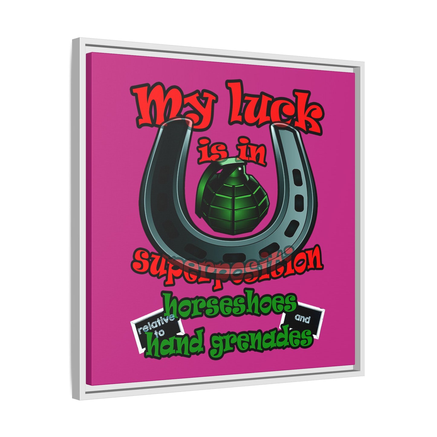 my luck - framed canvas art (pink)