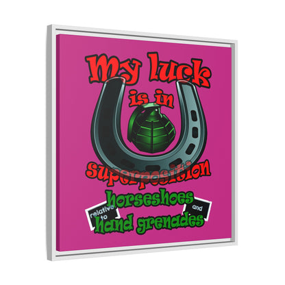 my luck - framed canvas art (pink)
