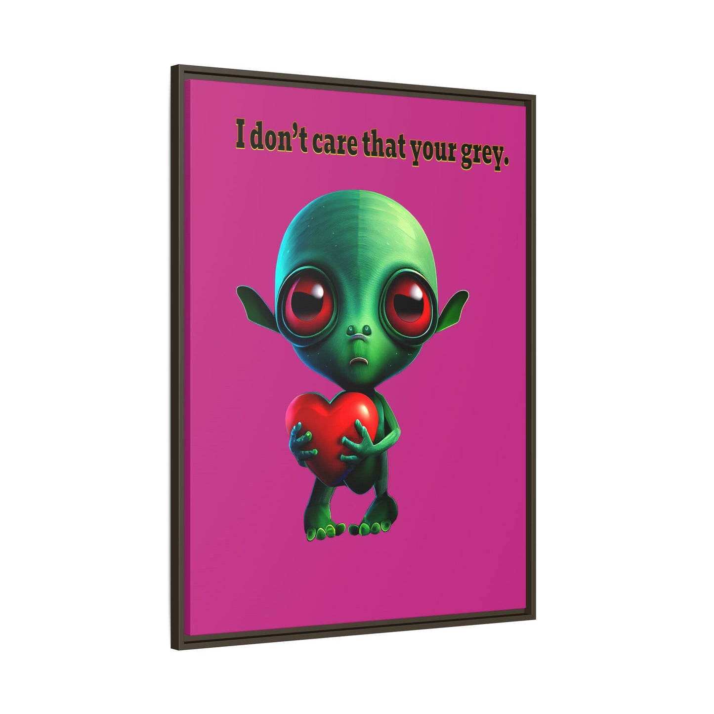 I don't care that your grey - framed canvas art (pink)