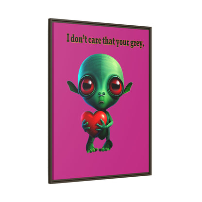 I don't care that your grey - framed canvas art (pink)