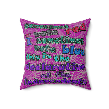 declaration of the independents - Faux Suede Square Pillow - (pink swirl)
