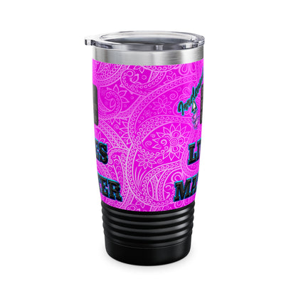 irrelevant - Ringneck Tumbler, 20oz (pink swirl)