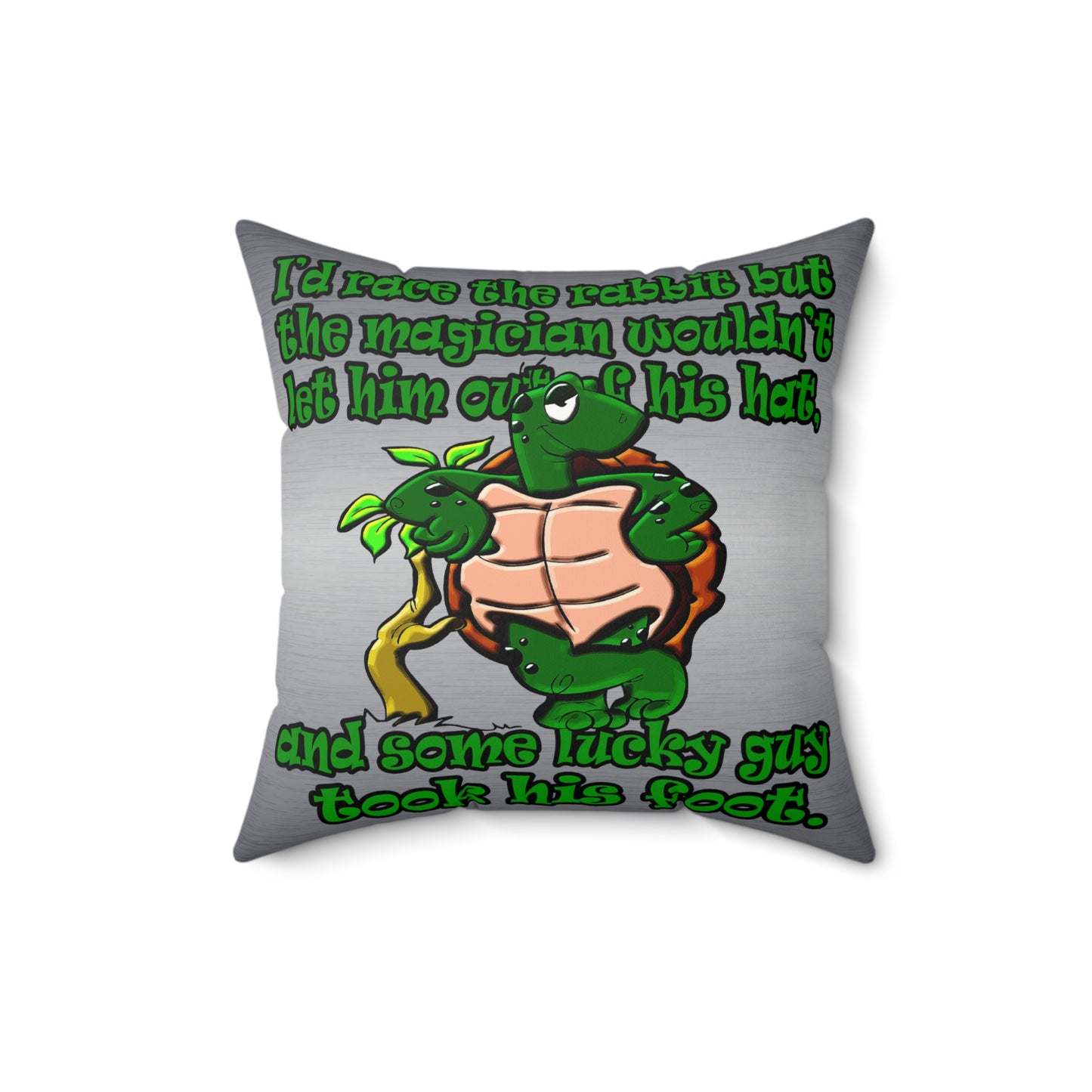 turtle race - Faux Suede Square Pillow - (brushed nickel)