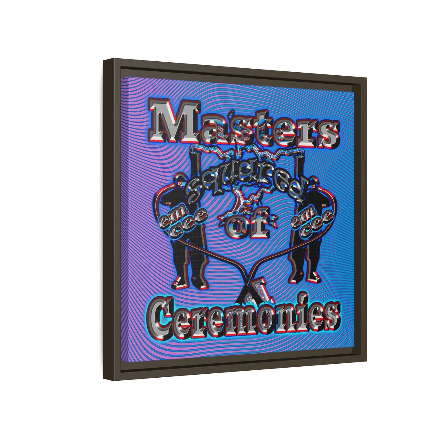 em cee squared - framed canvas art (light blue-purple wave)