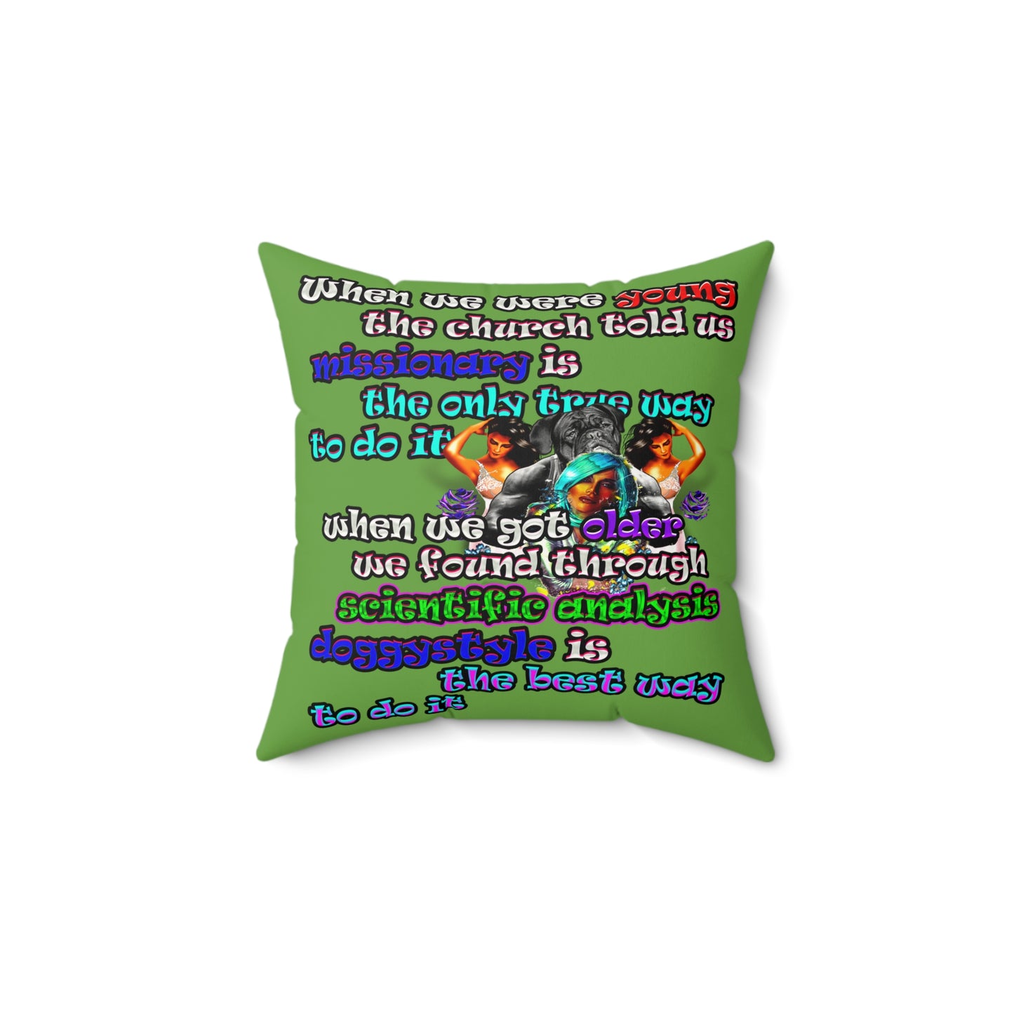 doggystyle - Faux Suede Square Pillow - (green)