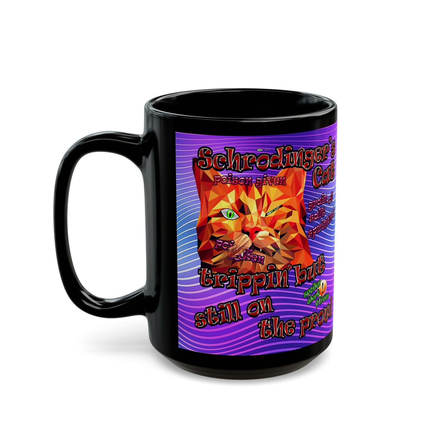 schrodinger's cat - Black Mug (purple wave)