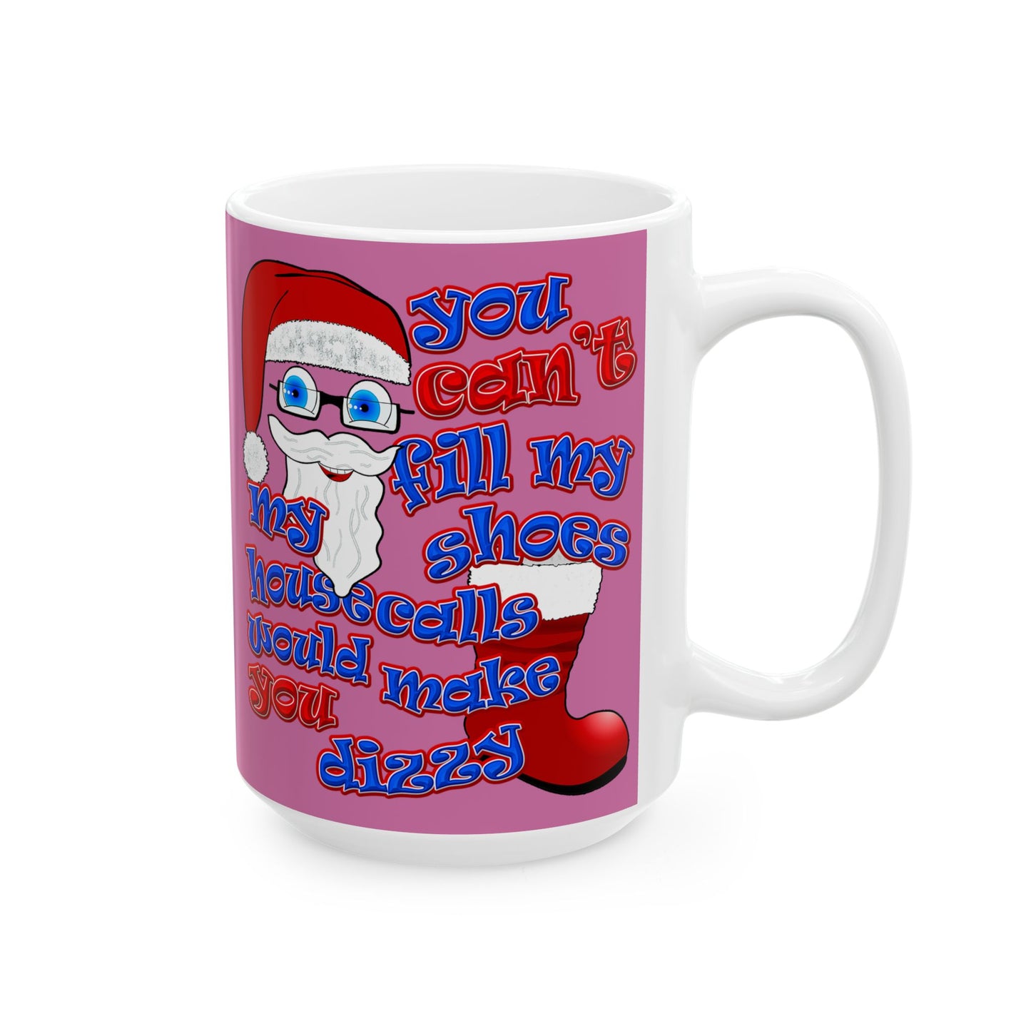 santa's shoes - White Mug (light pink)