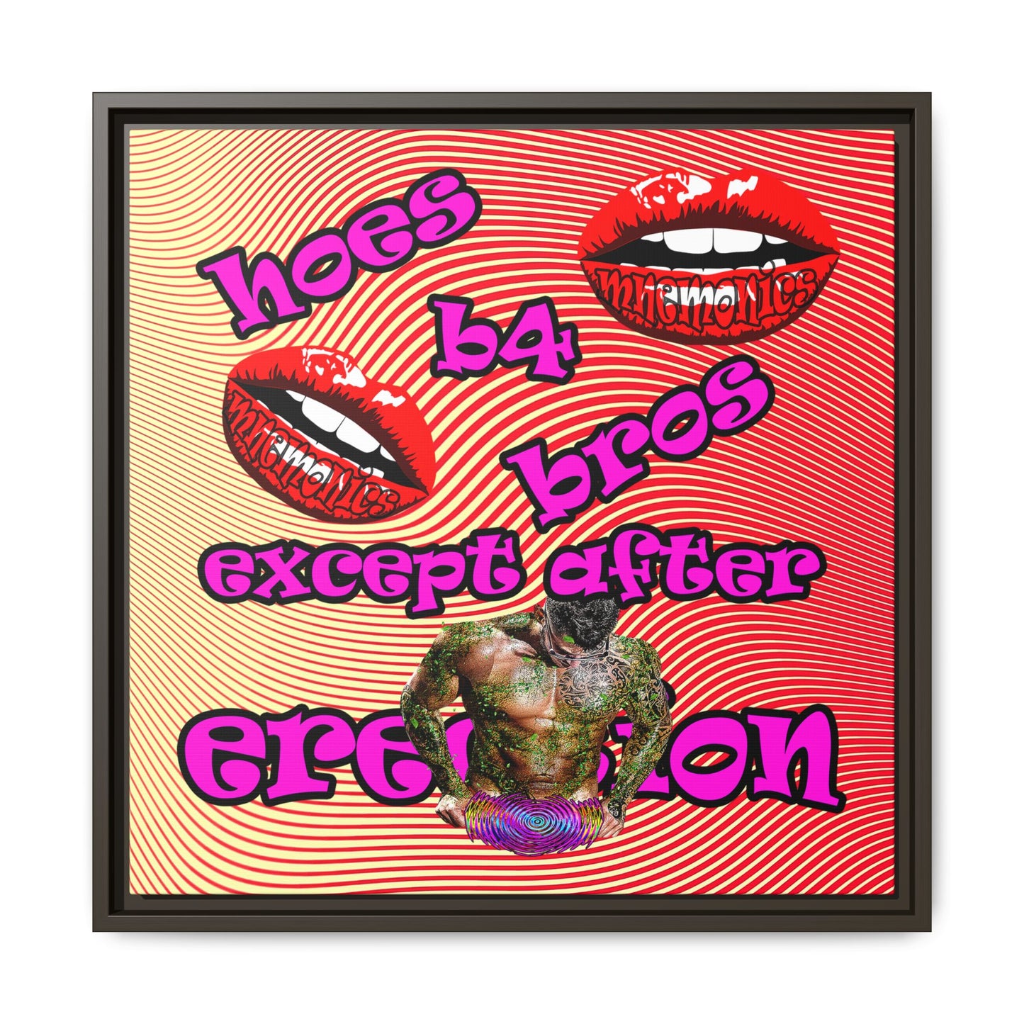 hoes b4 bros - framed canvas art (yellow-orange wave)