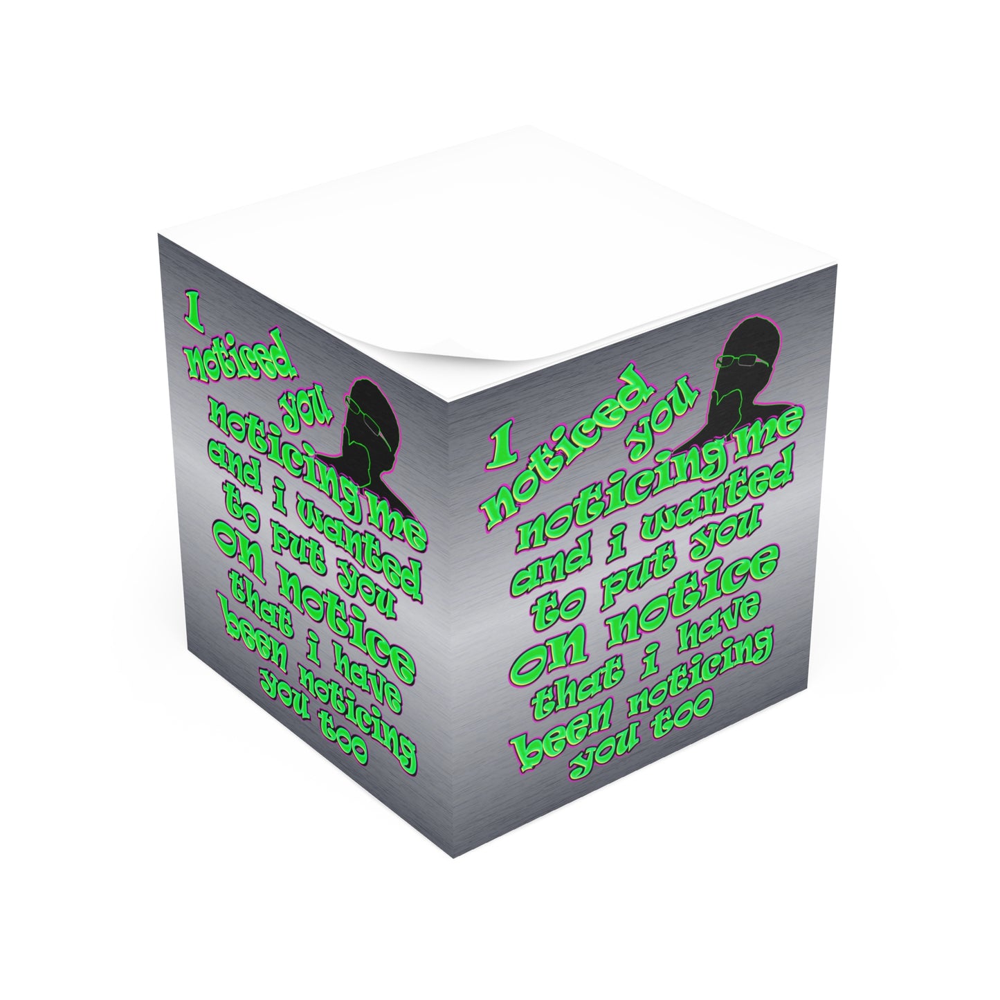 noticed you noticing - note cube (brushed nickel)