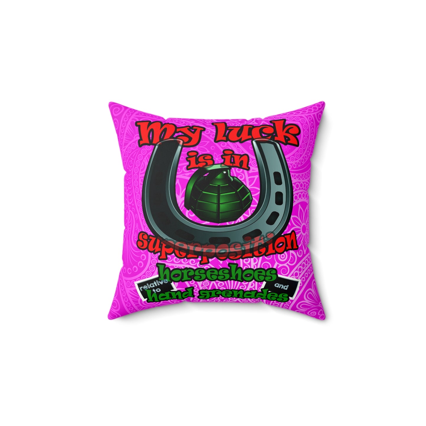 my luck - Faux Suede Square Pillow - (pink swirl)