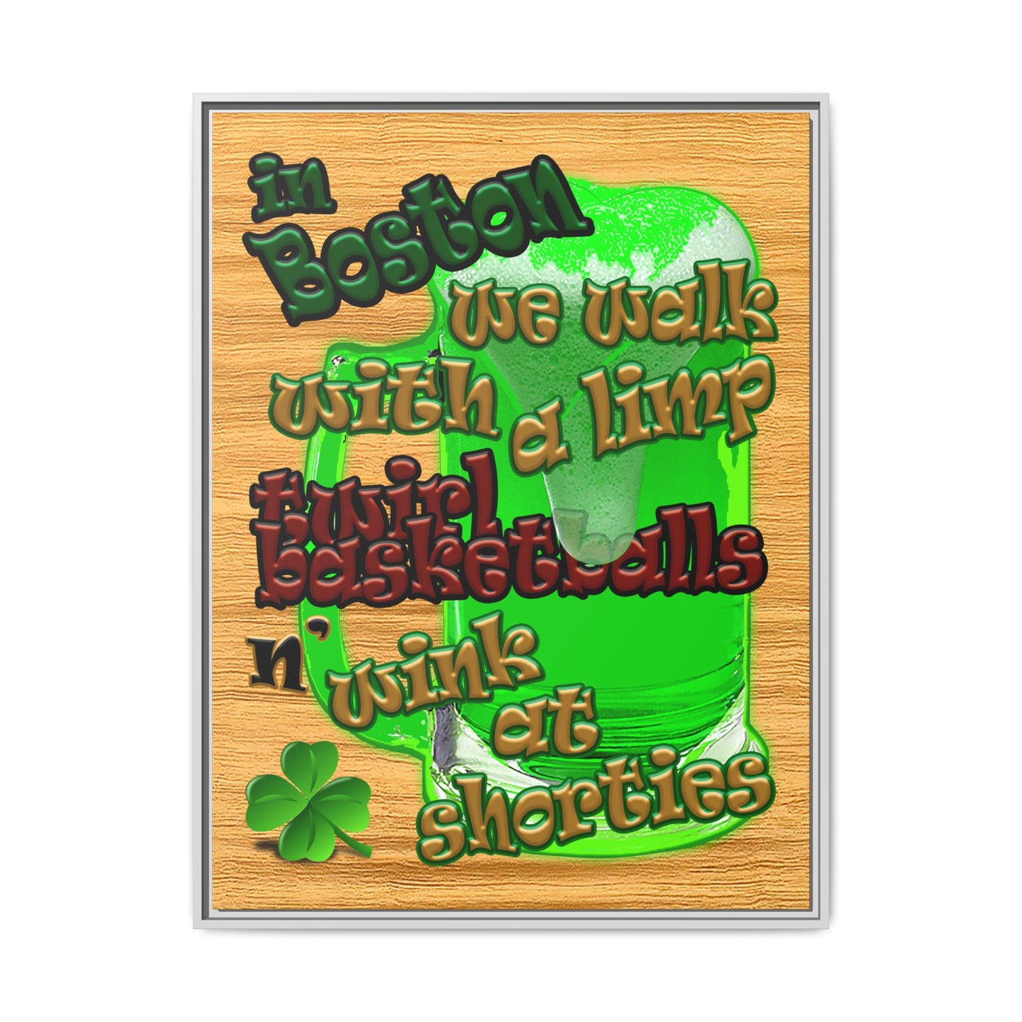 celtics logo - framed canvas art (butterscotch wood finish)