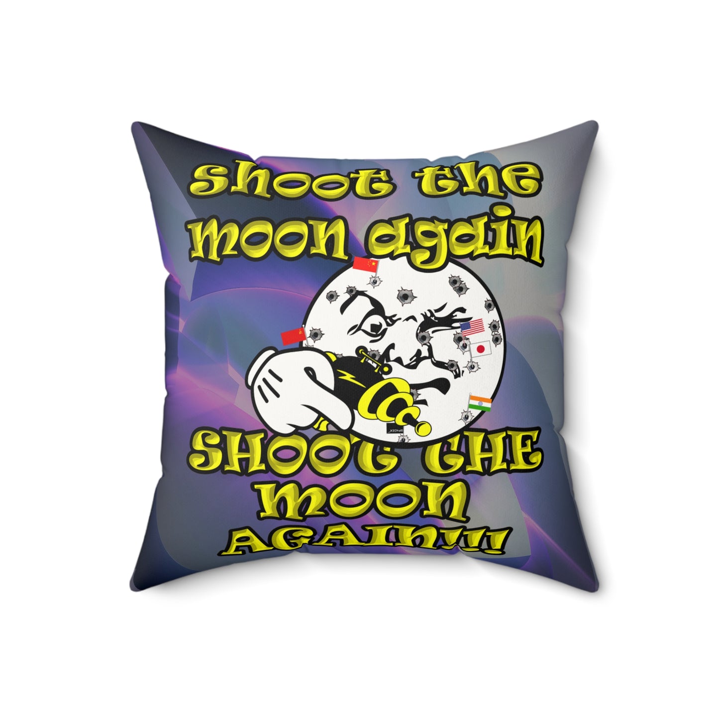 shoot the moon again - Faux Suede Square Pillow - (grey-pink wave)