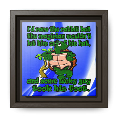 turtle race - framed canvas art (blue-white wave)