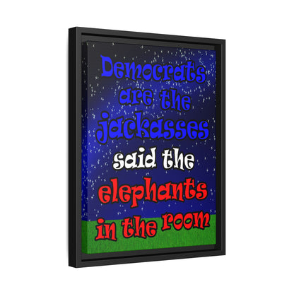 donkeys and elephants - framed canvas art ('snoops' background)