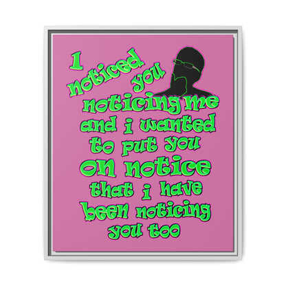 noticed you noticing - framed canvas art (light pink)