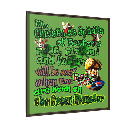 christmas spirits of boston - framed canvas art (green)
