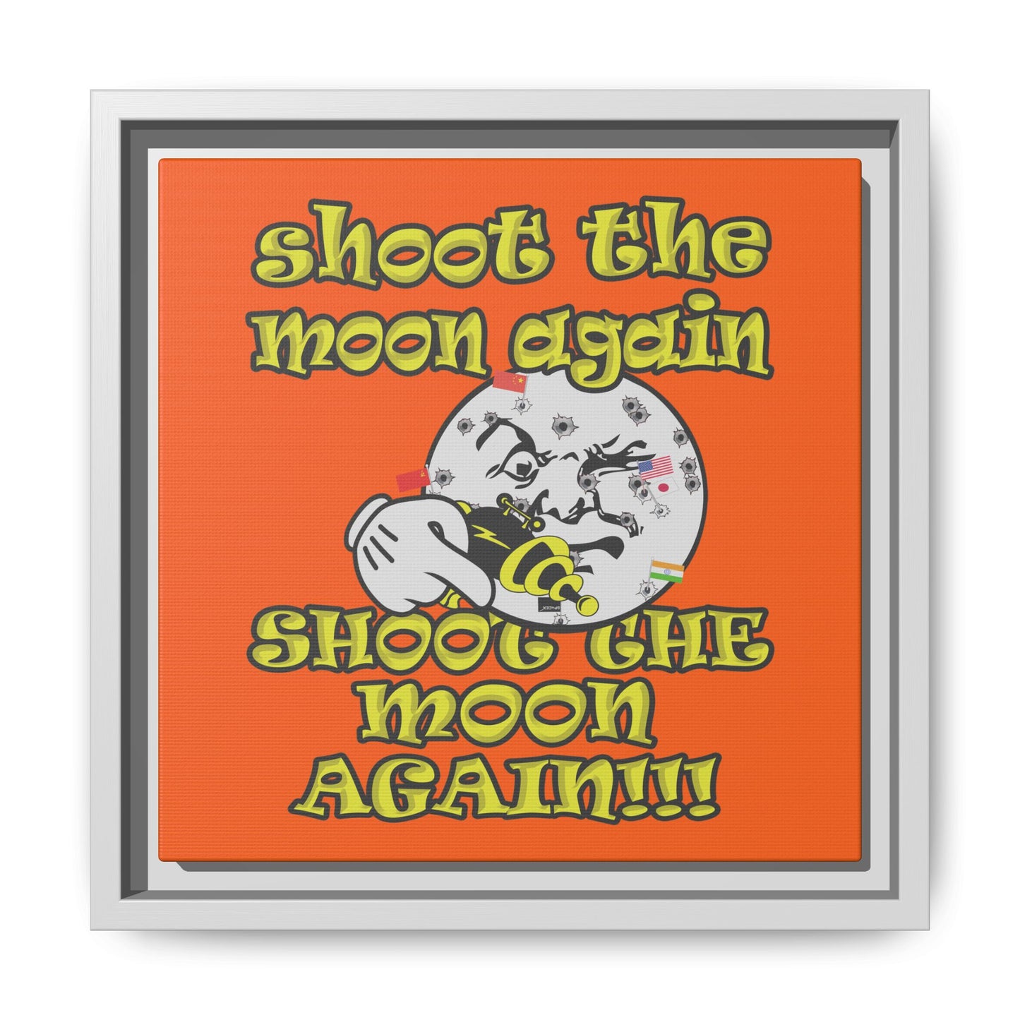 shoot the moon again - framed canvas art (orange)