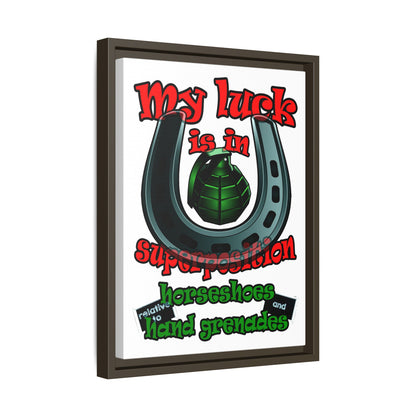 my luck - framed canvas art (white)