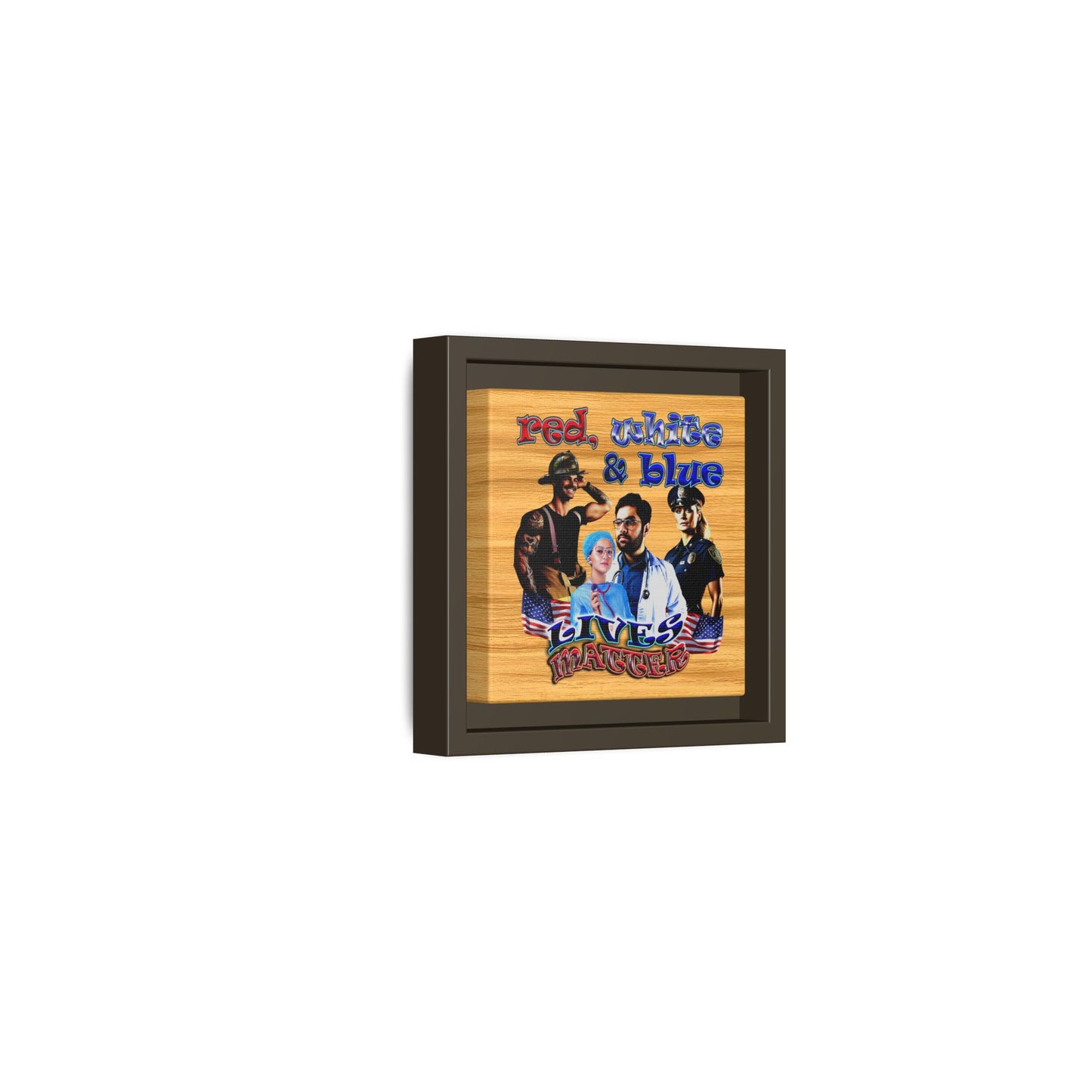 rw&b lives matter - framed canvas art (butterscotch wood finish)