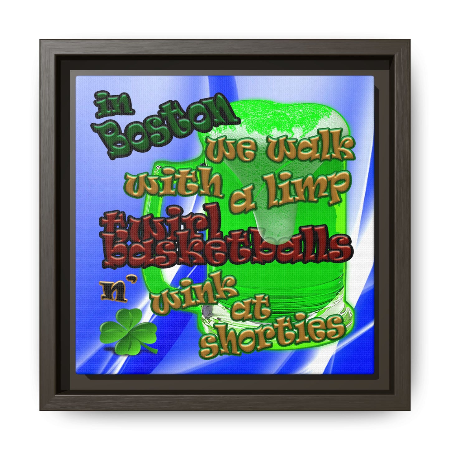 celtics logo - framed canvas art (blue-white wave)