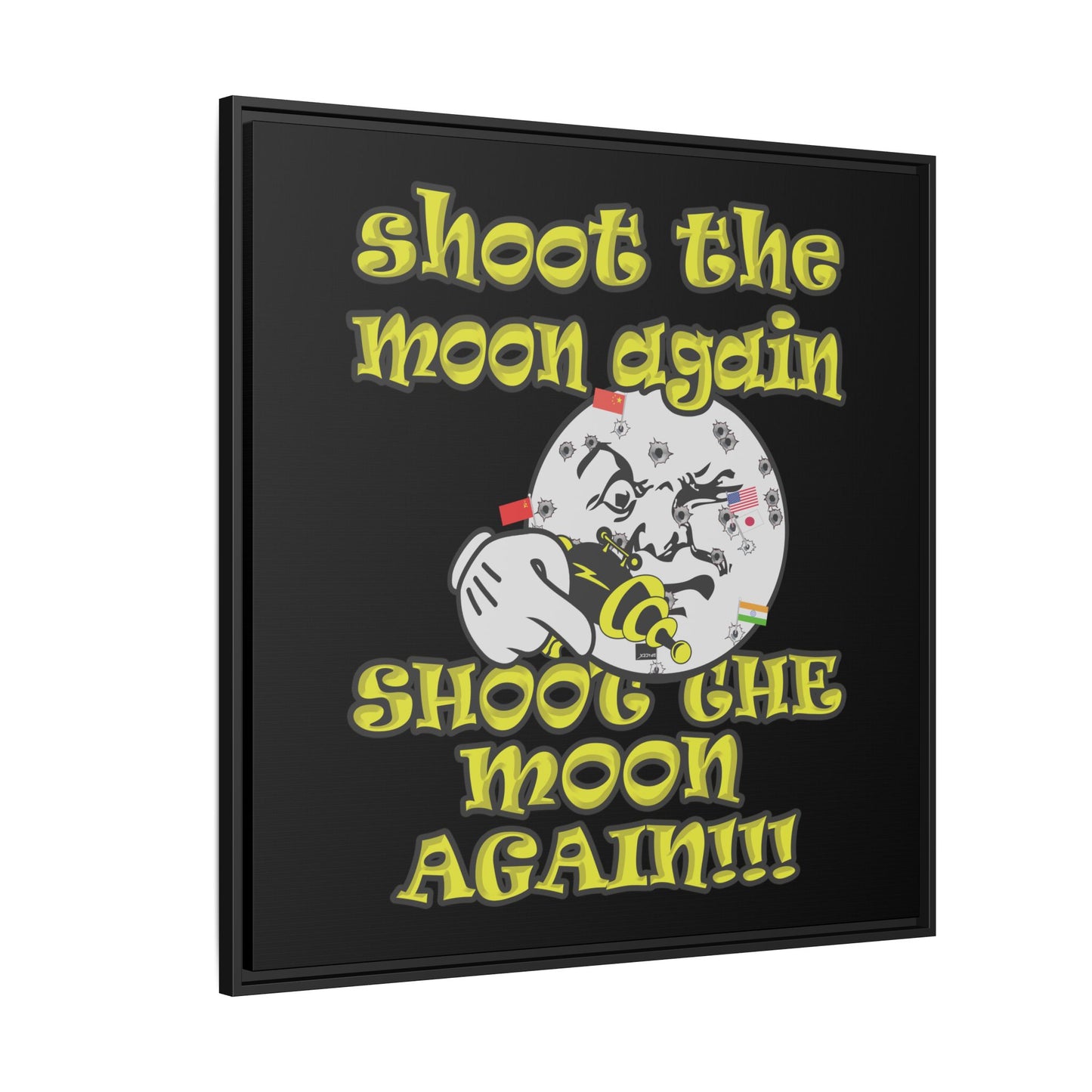 shoot the moon again - framed canvas art (black)
