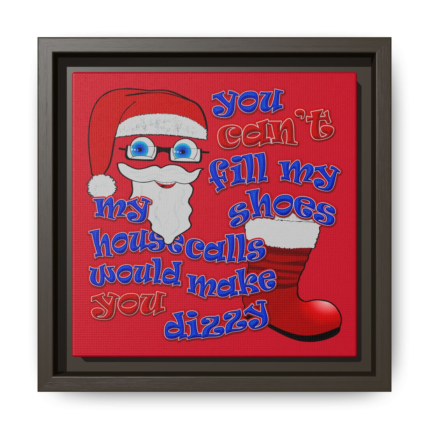santa's shoes - framed canvas art (dark red)
