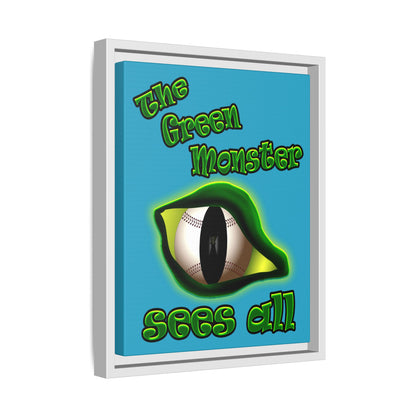 green monster - framed canvas art (turquoise)