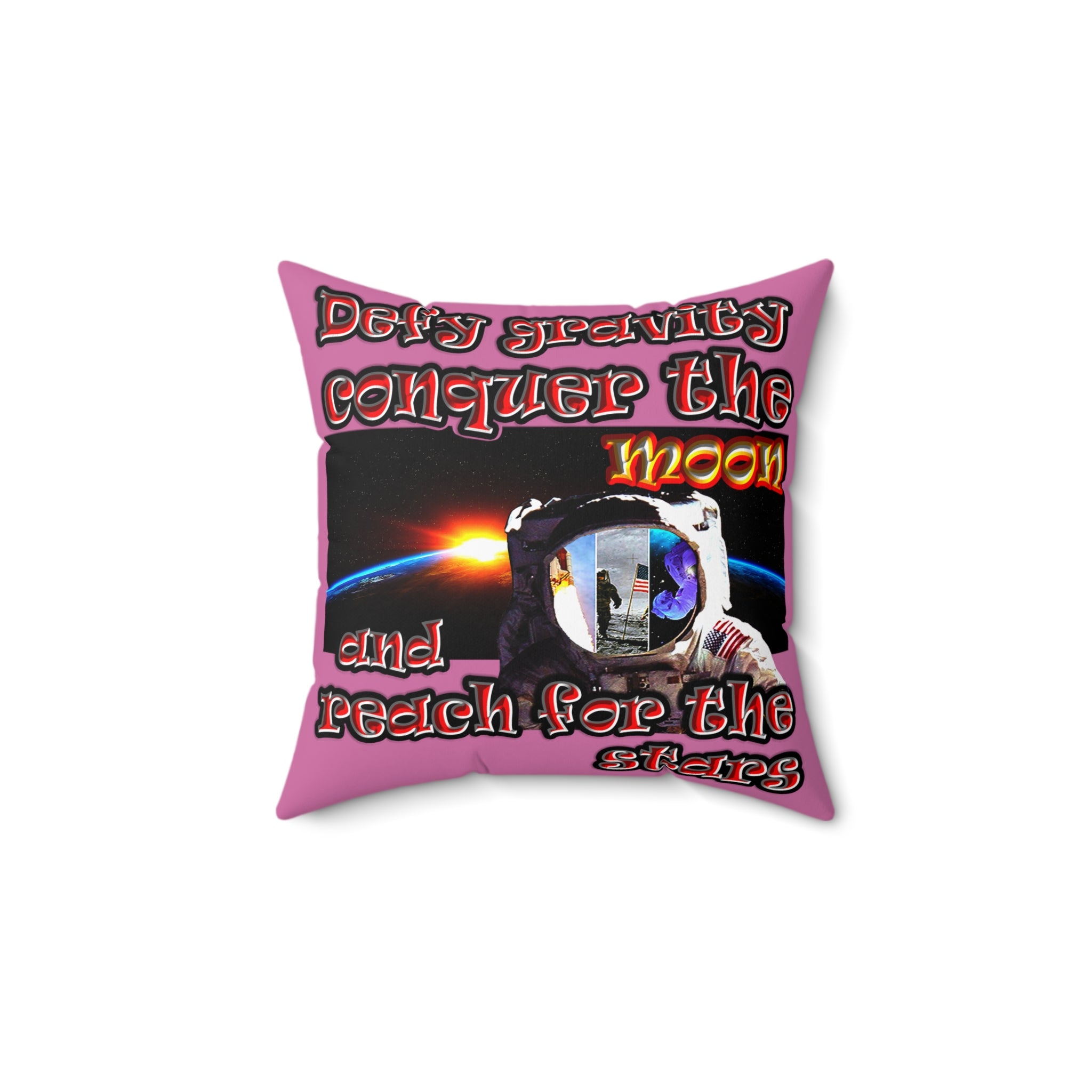 defy conquer reach - Faux Suede Square Pillow - (light pink)