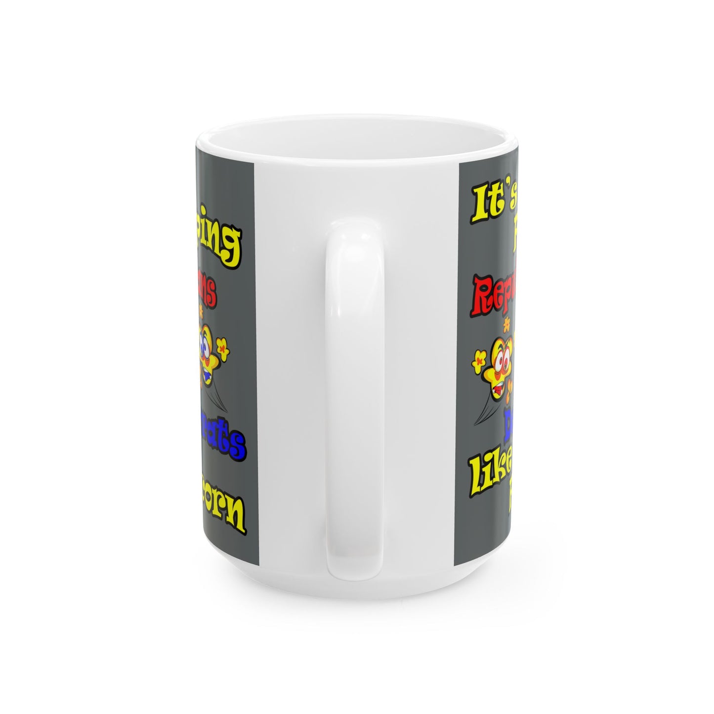 popping like popcorn - White Mug (dark grey)