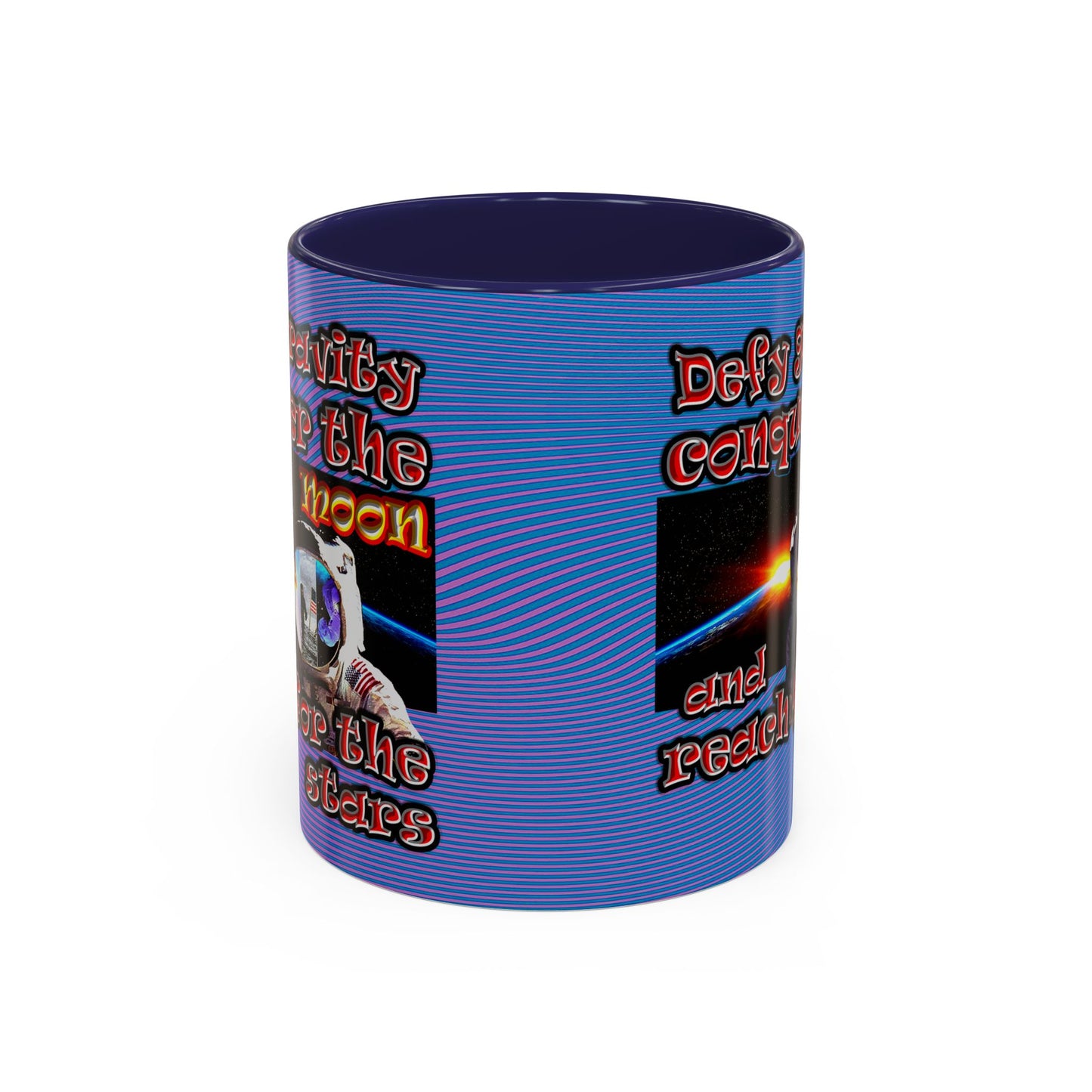 defy conquer reach - Accent Mug (light blue-purple wave)