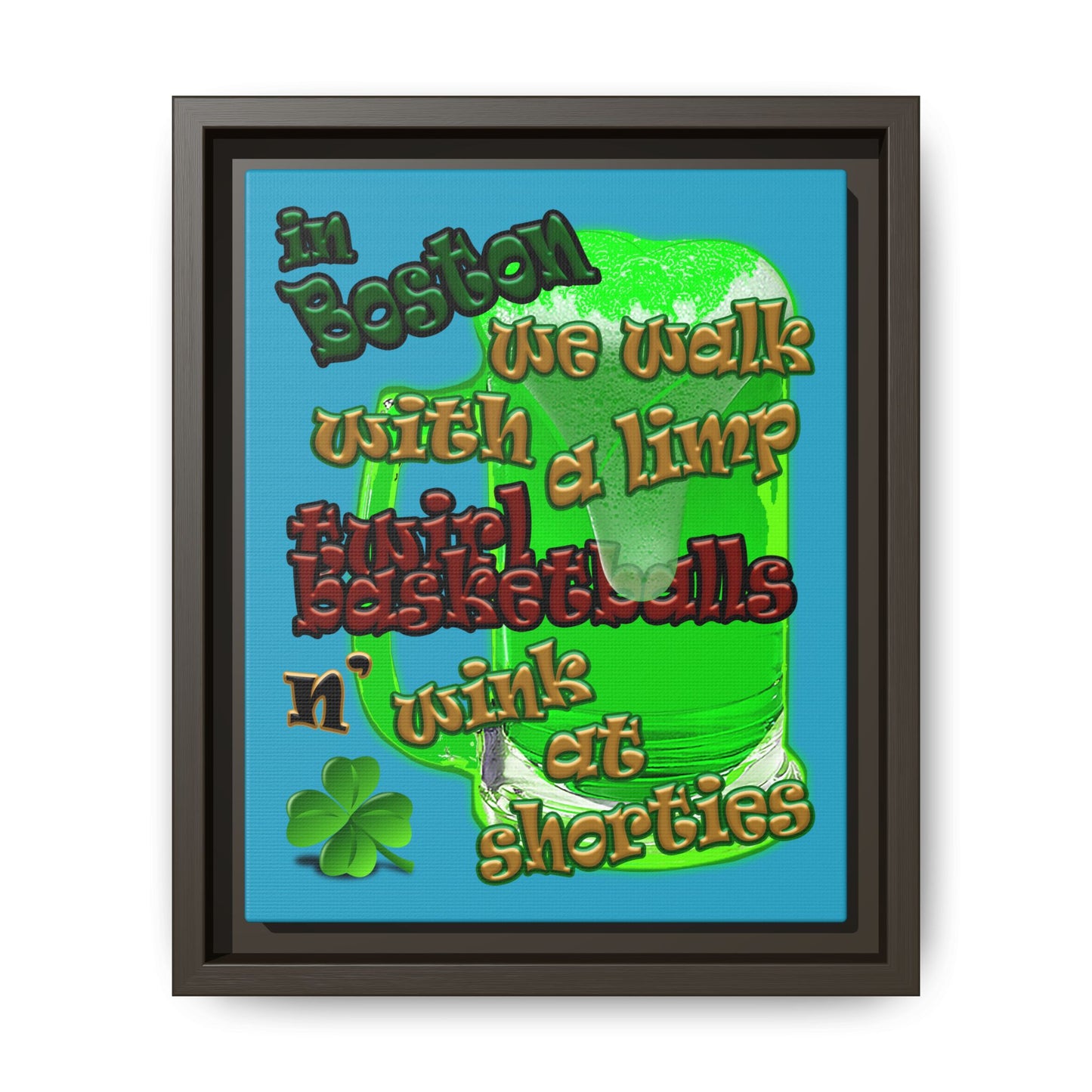 celtics logo - framed canvas art (turquoise)