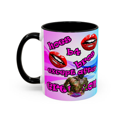 hoes b4 bros - Accent Mug (light blue-pink wave)
