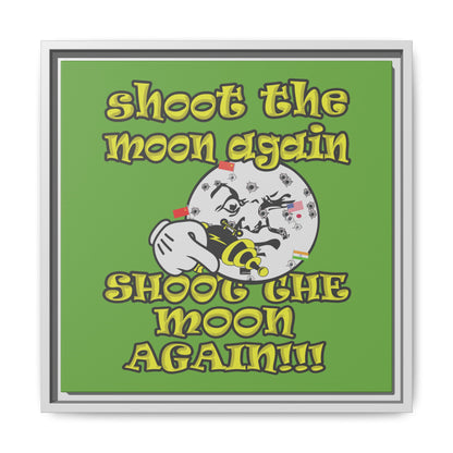shoot the moon again - framed canvas art (green)