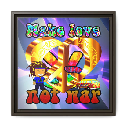 love peace - framed canvas art (grey-pink wave)